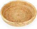 Hipiwe Small Round Keys Basket Bowl for Entryway 8.6" Hand-woven Wicker Storage Basket Rattan Decorative Basket Fruit Candy Cake Food Serving Baskets Tray for Keys, Wallet, Cell Phone