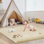 Baby Play Mat for Floor Nursery Rug Muscle Mat Area Rug Playroom Rug 50"x50" Playpen Mat Memory Foam 1.3" Thick Crawling Mat for Babies,Toddlers, Infants, Kids,Light Beige