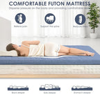 Japanese Floor Mattress, 100% High Density Comfortable Foam, 4" Thicken Foldable Mattress Tatami Mat Sleeping Pad, Ideal for Comfort and Support, Kids Floor Lounger Pillow Bed Sofa, Blue, Twin