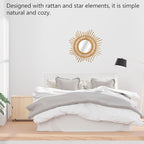 Tissting Natural Rattan Hanging Mirror,13.8 x 4.7in Boho Wall Mounted Mirror Star Shape Bohemian Hanging Glass Makeup Mirror Rustic Art Decoration Handwoven Mirror for Bedroom Living Room Hallway