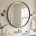 WallBeyond Round Wood Mirror, 36" Round Modern Decoration Large Circle Wall Mirror for Bathroom Living Room Bedroom Entryway, Walnut