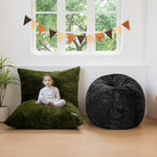 MAXYOYO 3 in 1 Kids Bean Bag Chair Bed, Child Floor Sofa for Gaming, Reading, Faux Fur Floor Mattress with High-Density Foam Filling for Living Room Bedroom