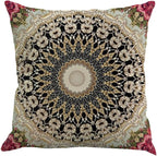 Jartinle Set of 4 Retro Red Floral Mandala Compass Medallion Bohemian Pillow Covers Boho Decor Hippie Ethnic Throw Pillows Decorative for Sofa Couch 18 x 18