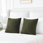 FUTEI Olive Green Throw Pillow Covers 20x20 Inch Set of 2,Furry Faux Fur Teddy Boucle Textured Cushion Covers,Soft Fluffy Decorative Pillow Case,Home Decor for Couch Bed Living Room Office Car