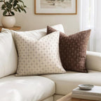 MIULEE Pack of 2 Decorative Burlap Linen Christmas Throw Pillow Covers Modern Farmhouse Pillowcases Rustic Woven Textured Cushion Cover for Sofa Couch Bed 16x16 Inch Beige