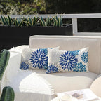 DFXSZ Blue Flower Pillow Covers 12x20 Inch Set of 2 Dark and Light Blue Colored Pillow Outdoor Waterproof Decor for Patio Funiture Garden Summer Floral Square Polyester pillowcovers 002E12