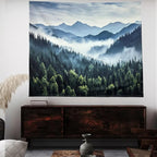 TUGCAY Misty Mountain Forest Tapestry Foggy Tree Tapestry Nature Scenery Landscape Wall Tapestries Aesthetic for Bedroom Living Room Dorm Office Decor 60 x 40 Inches