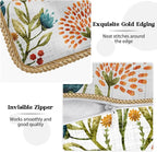KSLIDS Floral Leaf Soft Velvet Throw Pillow Covers Set of 2 Orange Flowers Sage Green Leaves Decorative Pillow Covers 18x18 Inch Farmhouse Pillow Case for Sofa Couch Living Room Home Decor