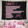 LIANGW Pink and Black Purple Christian Tapestry Aesthetic, Pink and Black Bedroom Decor for College Girls, Wall Art for Teen Girls & Women, Bible Verses Tapestries Wall Hanging 50x60 Inch