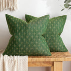 MIULEE Pack of 2 Christmas Decorative Burlap Linen Throw Pillow Covers Modern Farmhouse Pillowcase Rustic Woven Textured Cushion Cover for Sofa Couch Bed 18x18 Inch Christmas Green