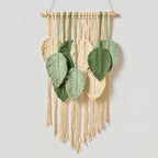 Macrame Wall Hanging Boho Wall Tapestry Handmade Woven Leaf Wall Decor Crochet Wall Art for Home Office Apartment (Green, 15.8" W X 31.5" L)