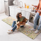 KIMODE Anti Fatigue Kitchen Mat, Cushioned Farmhouse Kitchen Runner, Non Slip Waterproof Kitchen Mat for Floor, Memory Foam Standing Desk Mat for Laundry, Office, Sink Brown 17.3"x59"