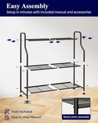 Kitsure Plant Stand Indoor & Outdoor - 3-Tier Metal Plant Shelf with Adjustable Leveling Feet, Easy to Assemble Planter Stand for Patio, Balcony, or Garden (Black, 27" x 11.4" x 29.3")