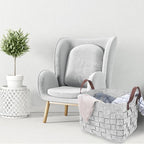 BOLDMONKEY Blankets Basket 15" x15 " x13 " 2 Pack, Storage Baskets for Organizing Round, Living Room Dog Toy Bin for Dirty Clothes, Pillows, Towel-Light Gray