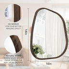 Asymmetrical Wall Mirror Irregular Wood Frame Modern Unique Wall-Mounted Artistic Wavy Mirror Decor Bathroom Vanity Bedroom Living Room Entryway Hallway 14"x10"