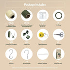 Macrame Kits for Beginners, 3 Set of Plant Hangers DIY Kit: Braided Polyester Ropes 50yds*5mm Ivory, 20yds*2mm Forest Green, 60+Pcs Supplies with Step-by-Step Easy Instructions (IVGR)