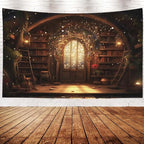 EMMTEEY Magic Library Large Tapestry Wall Hanging 80X60 Inch - Bookshelf Wall Decor Medieval Gothic Backdrop for Students Women