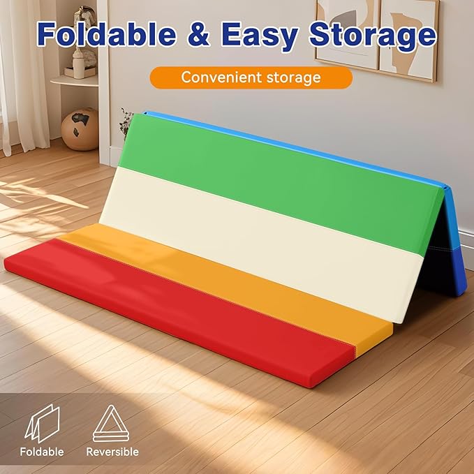 Foam Baby Play Mat: PU Leather Waterproof Kids Trifold Floor Playmat - Large Play Mat for Playpen Fodable Mattress Soft Toddler Mattress Infant Cushion for Preschool