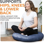 Cheer Collection Extra Large Floor Pillow, 32" Round Meditation Cushion, Oversized Yoga Pillow & Floor Cushions for Adults, Floor Pillows for Sitting, Meditation, and Seat Cushion - Navy Blue