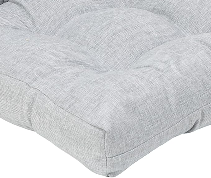 QILLOWAY Outdoor Seat/Back Chair Cushion Tufted Pillow, Spring/Summer Seasonal Replacement Cushions - Set of 2 (Silver/Grey)