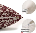 Burgundy Pillow Covers 12x20 Set of 2 Vintage Floral Rustic Old Style Cute Flower Print Rectangle Decorative Outdoor Pillowcases Seasonal Farmhouse Throw Cushion Case Couch Sofa Bed Decor