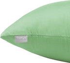 Thmyo 4-Pack 100% Cotton Comfortable Solid Decorative Throw Pillow Case, Square Cushion Cover Pillowcase Sublimation Blank Pillow Covers DIY Throw Pillowcase(16x16 inch/ 40x40cm,Sage Green)