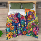 Elephant Blanket Flower Bed Blankets Bohemian Hippie Boho Gifts for Women Kids Girls Mom Bedroom Living Room Birthday Mother's Day Decor Soft Cozy Lightweight Plush Throw Blankets 70"x80"