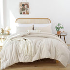 ROSGONIA Beige Twin/Twin XL Comforter Set for College Girls Boys, 1 Comforter & 1 Pillowcase, All Season Kids Comforter Sets Lightweight Dorm Bedding