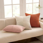 MIULEE Pink Decorative Lumbar Throw Pillow Covers 12x20 Inch for Couch Bed Sofa Valentines Day Pack of 2 Boho Farmhouse Throw Pillows Soft Cross Corduroy Patchwork Textured Cushion Cases