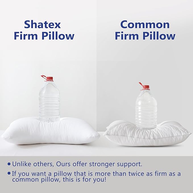 Shatex Neck Pillow Queen Size 28 x 20 inch, Curved Extra Firm Bed Pillow with Adjustable Insert Provides Stronger Support - for Back, Stomach & Side Sleepers