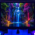Miytal Blacklight Waterfall Tapestry - UV Reactive Glow in the Dark Neon Forest Wall Hanging, Vibrant Nature Landscape Wonderland for Bedroom, Living Room Decor - 51.2" x 59.1"