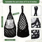 Macrame Wall Plant Hanger, Hanging Planter Basket Holder, Wall Planters for Indoor Plants, for Up to 6 Inch Pot (Black, 6-Inch)