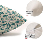 Teal Floral Pillow Covers 12x20 Set of 2 Vintage Rustic Old Style Cute Small Flower Blue Green Cream Print Decorative Outdoor Pillowcases Farmhouse Throw Cushion Case Decor for Couch Sofa Bed