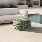 Inflatable Ottoman Stool D21 xH9 for Outdoor/Indoor Use, Water Repellent Patio Foot Rest with Portable Handle,Round Pouf Ottoman Suitable for Garden,Deck and Camping-Tropical Paradise