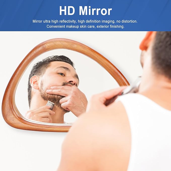 MAGFLERUM Asymmetrical Mirror Set of 2, 15 * 10 inch Irregular Wall Mirror, Small Wood Mirror, Hanging Vertically and Horizontally. Mirrors for Wall Decor (Red Walnut)