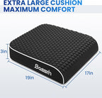 Extra Large Office Chair Cushion (19"x17"x3"), Seat Cushion with Honeycomb Message Dots & High-Resilient Foam for Back & Tailbone Pain Relief, Butt Pillow for Long Sitting, Car Seat, Wheelchair, Floor