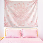 KJHL Floral Bohemian Tapestry Black and White Flower Aesthetic Tapestry Mandala Room Decor Wall Hanging Boho Tapestries for Bedroom Dorm(Pink, 59" x 79")