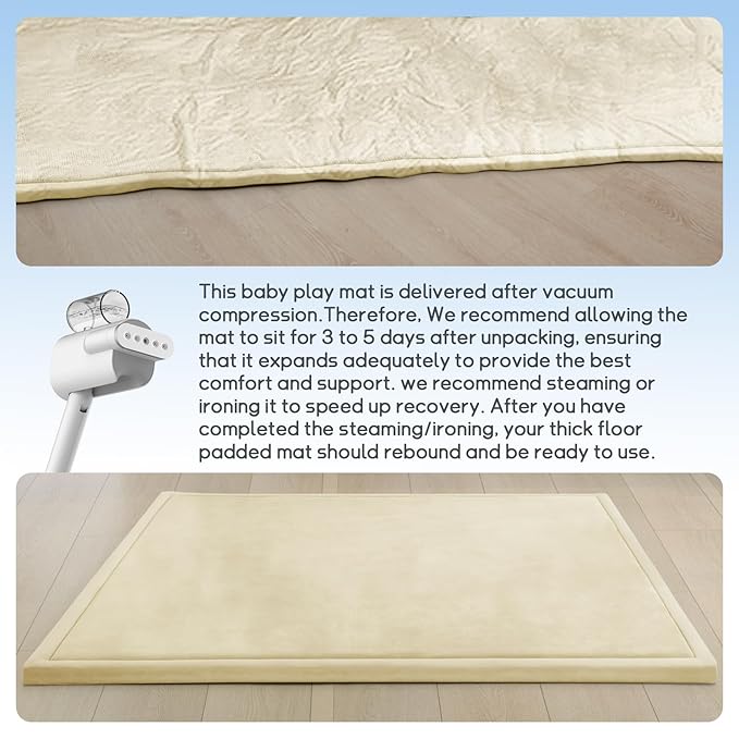 Baby Play Mat for Floor Nursery Rug Muscle Mat Area Rug Playroom Rug 79"x79" Playpen Mat Memory Foam 1.3" Thick Crawling Mat for Babies,Toddlers, Infants, Kids,Light Beige