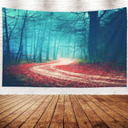 EMMTEEY Autumn Forest Tapestry Autumn Forest Road Red Leaves Tapestry for Girls Bedroom 60X50 Tapestry Present for Friends Families