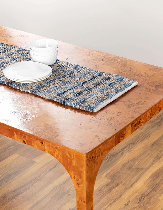 Unique Loom Chindi Jute Collection Area Rug (1' 2" x 8' Table Runner, Navy Blue/ Natural)