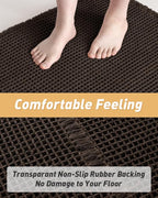 Upgraded Waffle Runner Rug Super Absorbent Non Slip Bath Mats for Bathroom Machine Washable Bathroom Runner Rug with Tassels, Ideal for Hallway Bedroom Laundry Room, Chocolate, 2'x 4'(24" x 48")