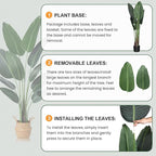Artificial Bird of Paradise Plants 5 Ft Fake Tropical Tree with Woven Basket, Faux Banana Leaf Plant for Home Indoor Outdoor Office Modern Decor Green 2 Set