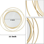 Cityelf 3 Set 13 inch Gold Circle Mirrors Wall Decor Iron Frame Wire Mirror Metal Circular Mirror Home Decor Hanging Mirrors for Room/Bedroom/Bathroom/Entryway