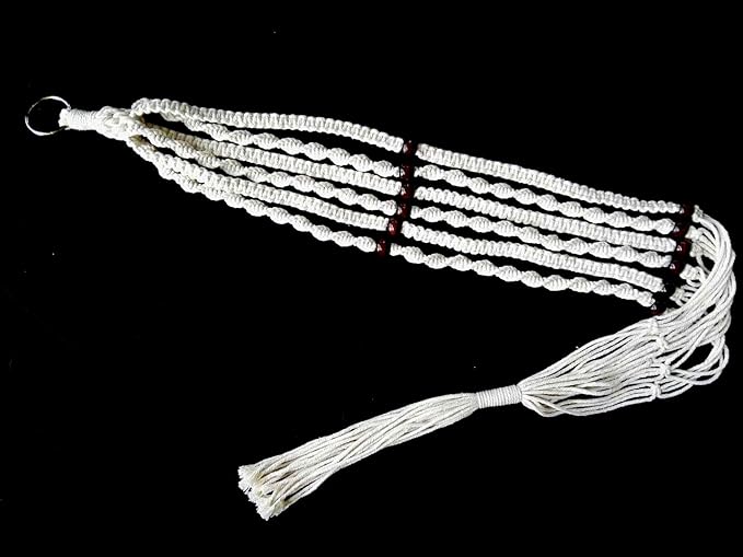 Plant Hanger Macrame Cotton 6 Legs 51 Inches in Tan and Green Color for Indoor Outdoor, Living Room, Kitchen, Deck, Patio, High and Low Ceiling with Size of 10-12 inches Without The Pot (Cream)