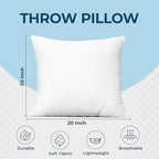 Utopia Bedding Throw Pillows (Set of 4, White) – 20 x 20 Inches Down Alternative Pillows for Bed, Sofa, and Couch - Fluffy Decorative Stuffer Pillow for Indoors & Outdoors
