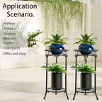 THKFUL 2Pack Plant Stand Indoor Outdoor,20.3" Heavy Duty Metal Pot Plants Stands for Multiple Plant,2 Tier Corner Flower Pot Stand Holder Rack Planter Display for Patio Garden Balcony(Black)