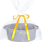 ABenkle Small Basket, 12"x 8" x 5" Cute Small Woven Basket, Rope Room Shelf Storage Basket, Cat Dog Toys Basket Chest Box, Decorative Empty Gift Basket with Handles - All Gray