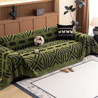 ROOMLIFE Green Couch Cover 3 Cushion Sofa, Washable Non Slip Furniture Sofa Protector Cover, Soft Chenille Sofa Slipcovers Sectional L Shape Dogs Couch Cover Throw Blanket with Tassels 71''X150''