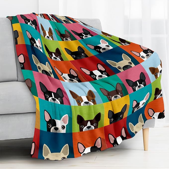 Throw Blanket for Couch, 300GSM Warm Soft Cozy Flannel Blanket, Cute Blanket for All Seasons Bedroom Home Decor Gifts, Colorful Funny Dogs 50x60 Inches