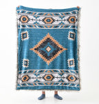 Luxury Plush Faux Fur Throw Blanket with Aztec Pattern, Super Warm, Fuzzy, Elegant, Fluffy Decoration Blanket for Couch, Armchair, Sofa and Bed, 60''x 80'', Teal